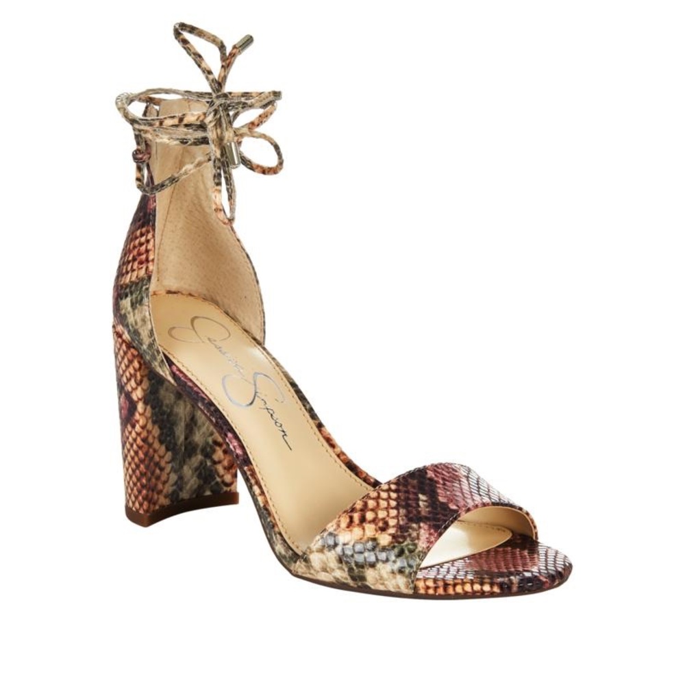 Jessica Simpson Snake Print Open Toe Heels